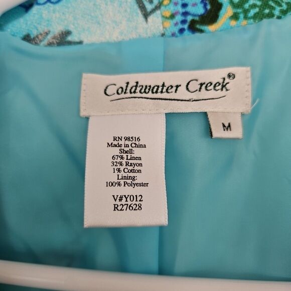 Coldwater Creek Colorful Tapestry Open Front Tropical  Boho Blazer Jacket SZ Med - Picture 4 of 8
